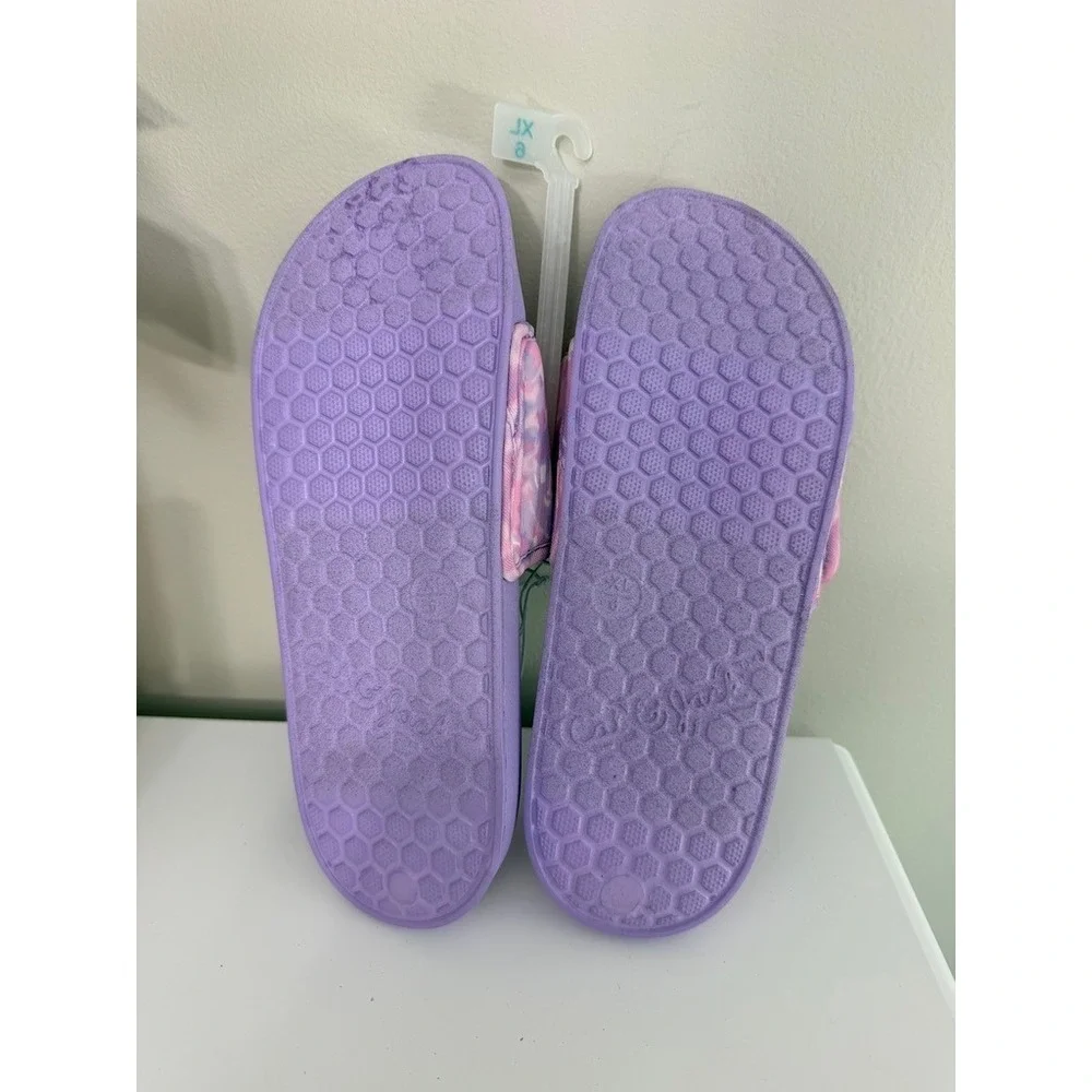 Cat & Jack Slide Sandals Girls XL 6 Purple Pink Camo Adjustable Strap NWT